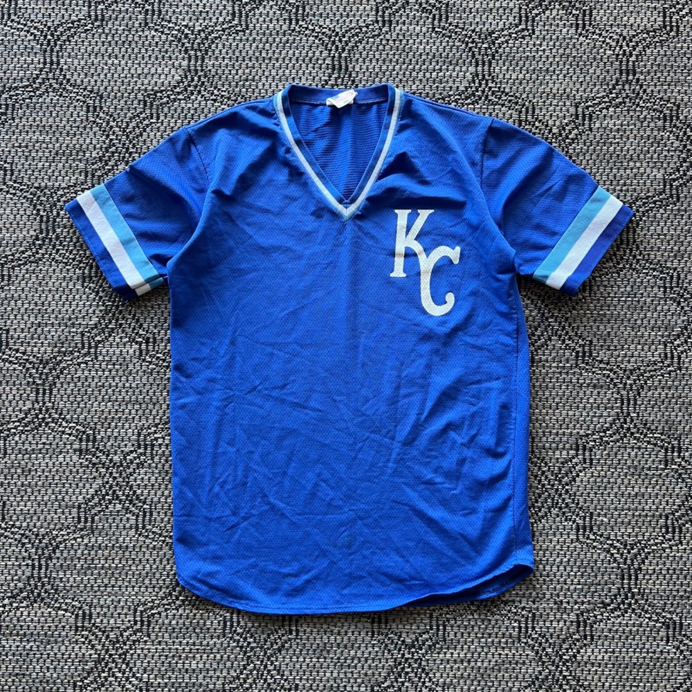 Vintage Kansas City Royals Jersey Mens Medium Blue Mesh MLB Ravens Baseball